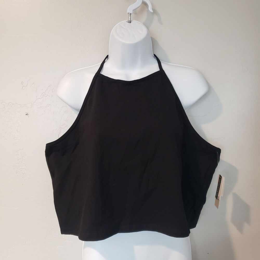 BP. NWT Women's 3X Black Cropped Halter Top High Neck Basic Solid Summer